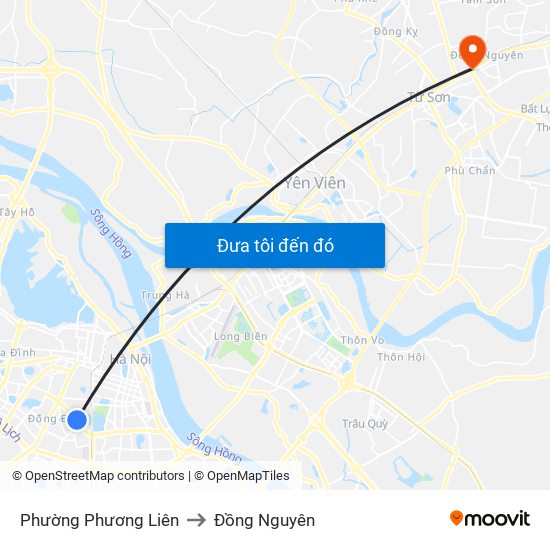 Phường Phương Liên to Đồng Nguyên map