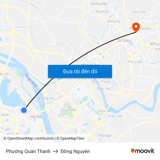 Phường Quán Thánh to Đồng Nguyên map