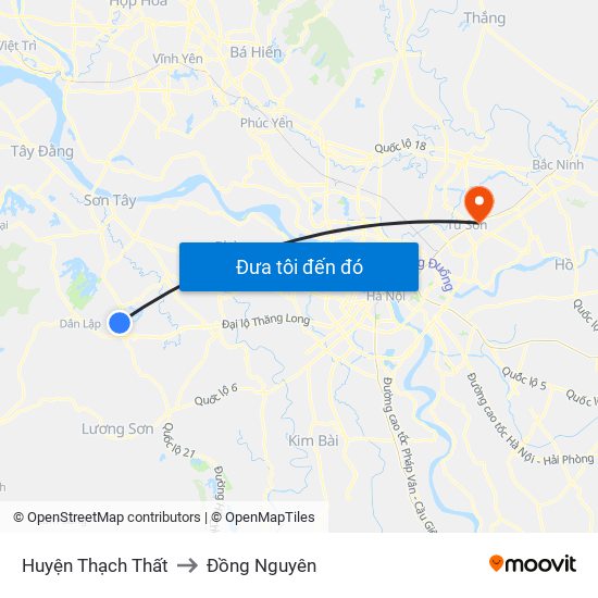 Huyện Thạch Thất to Đồng Nguyên map