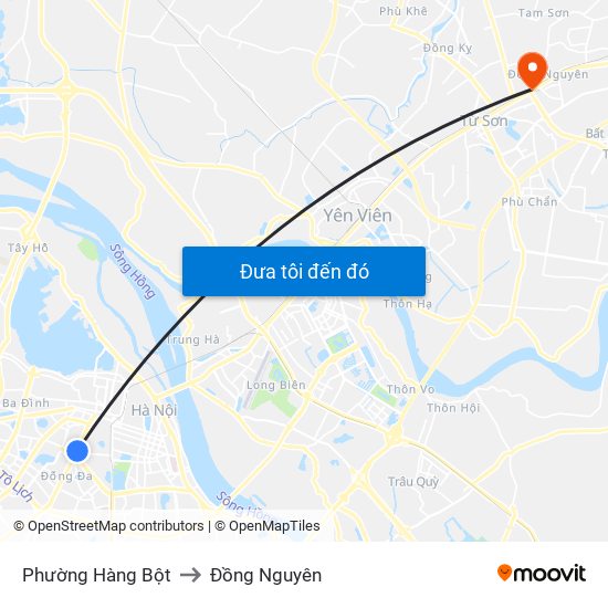 Phường Hàng Bột to Đồng Nguyên map