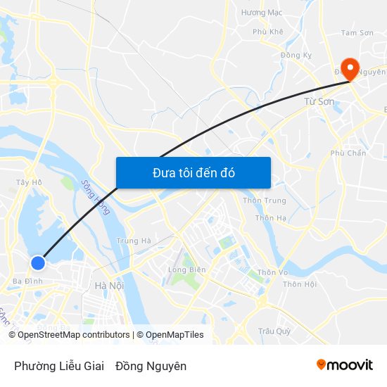 Phường Liễu Giai to Đồng Nguyên map