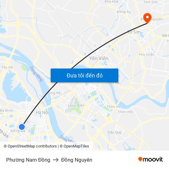 Phường Nam Đồng to Đồng Nguyên map