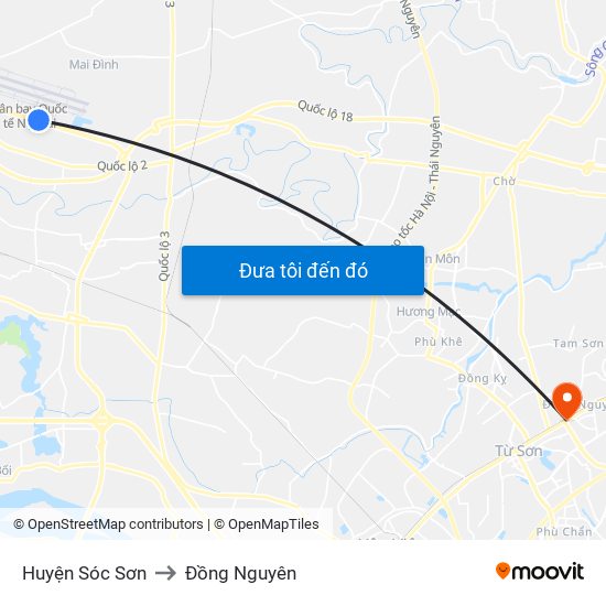 Huyện Sóc Sơn to Đồng Nguyên map