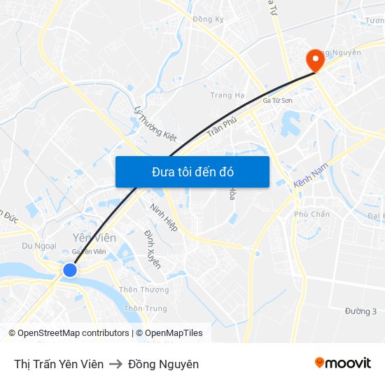 Thị Trấn Yên Viên to Đồng Nguyên map