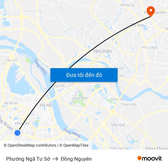 Phường Ngã Tư Sở to Đồng Nguyên map