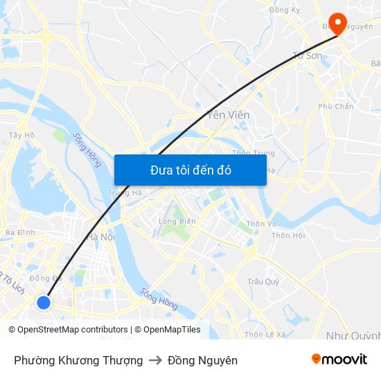 Phường Khương Thượng to Đồng Nguyên map