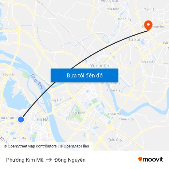 Phường Kim Mã to Đồng Nguyên map