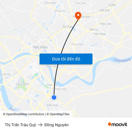 Thị Trấn Trâu Quỳ to Đồng Nguyên map