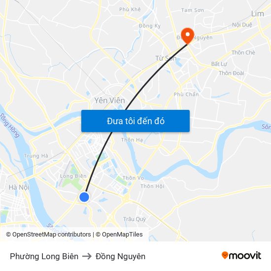 Phường Long Biên to Đồng Nguyên map