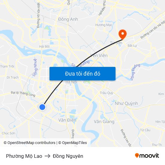 Phường Mộ Lao to Đồng Nguyên map