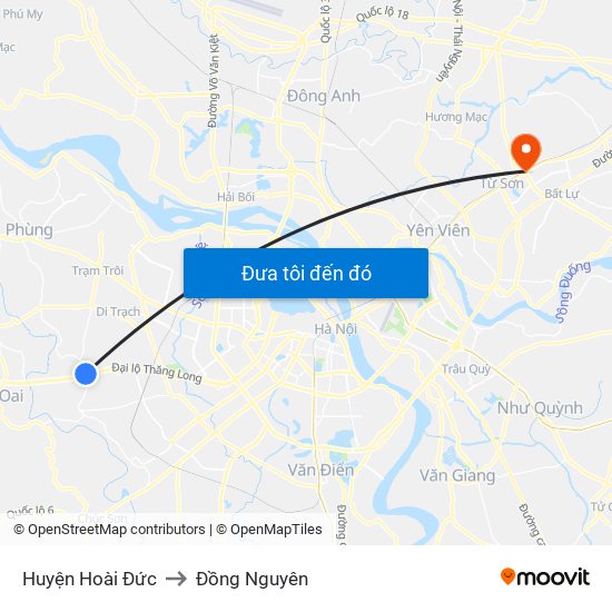 Huyện Hoài Đức to Đồng Nguyên map