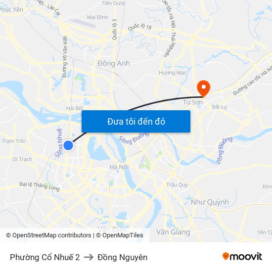 Phường Cổ Nhuế 2 to Đồng Nguyên map