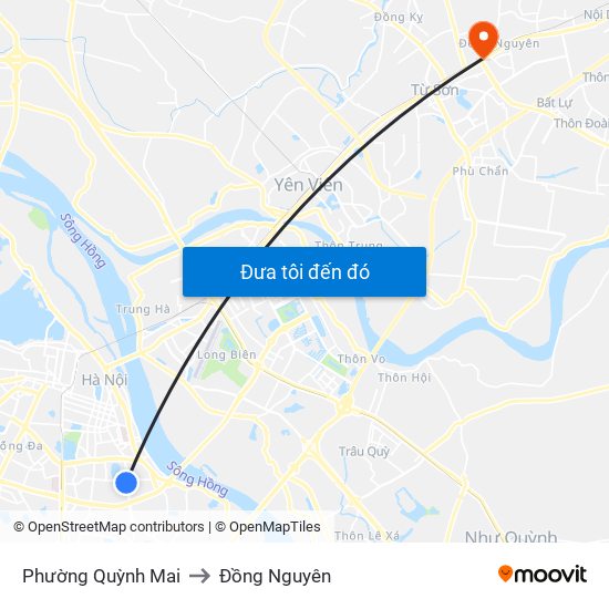 Phường Quỳnh Mai to Đồng Nguyên map