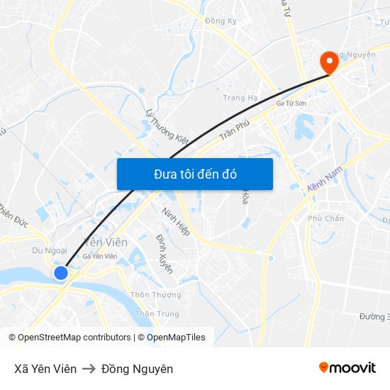 Xã Yên Viên to Đồng Nguyên map