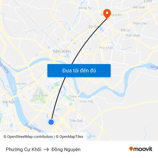 Phường Cự Khối to Đồng Nguyên map