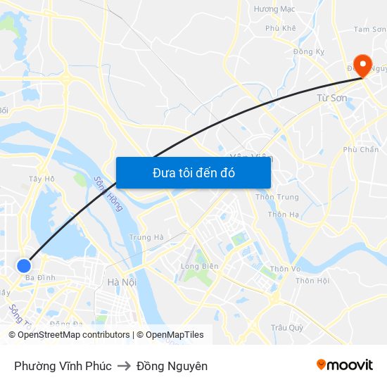 Phường Vĩnh Phúc to Đồng Nguyên map