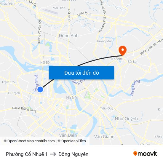 Phường Cổ Nhuế 1 to Đồng Nguyên map