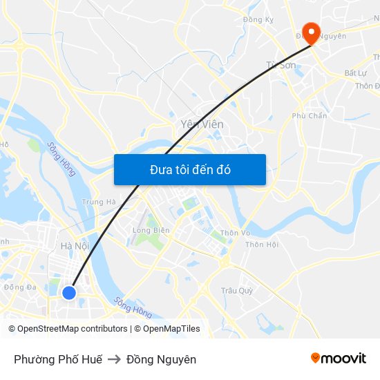 Phường Phố Huế to Đồng Nguyên map