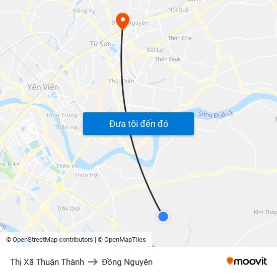 Thị Xã Thuận Thành to Đồng Nguyên map