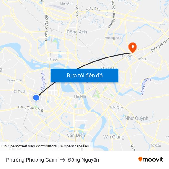 Phường Phương Canh to Đồng Nguyên map