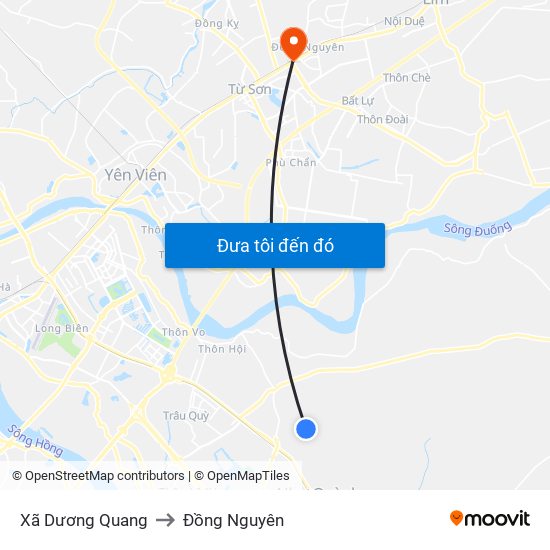 Xã Dương Quang to Đồng Nguyên map