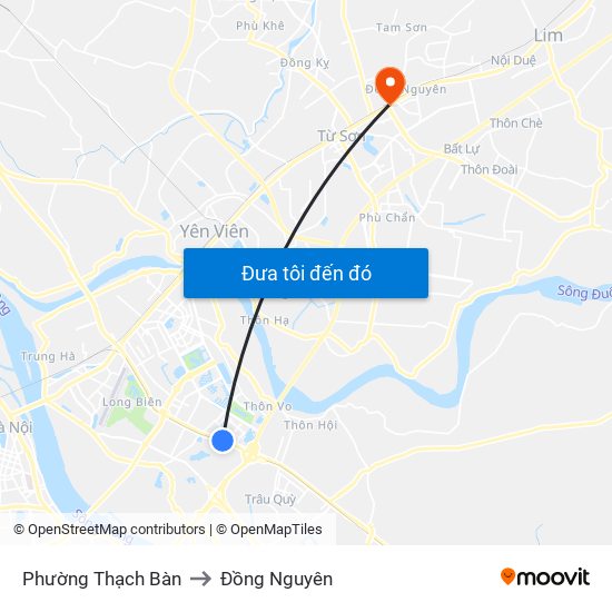 Phường Thạch Bàn to Đồng Nguyên map