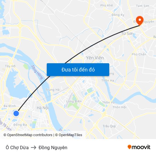 Ô Chợ Dừa to Đồng Nguyên map