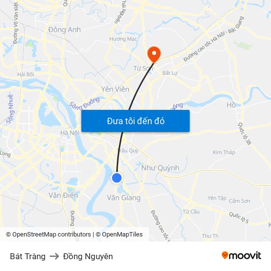 Bát Tràng to Đồng Nguyên map