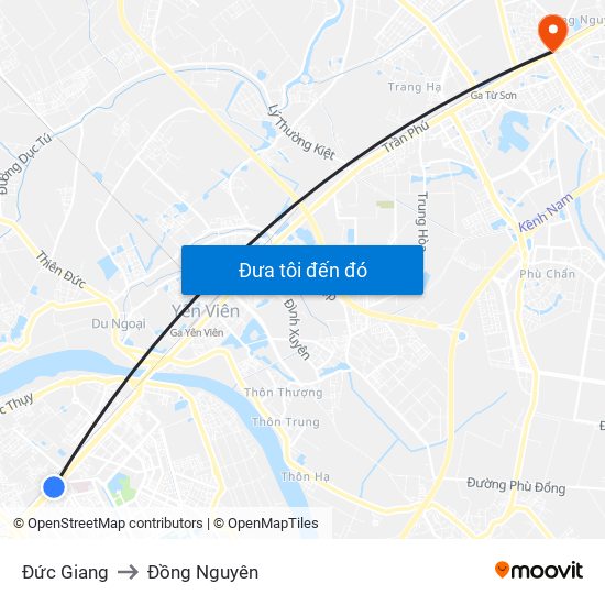 Đức Giang to Đồng Nguyên map