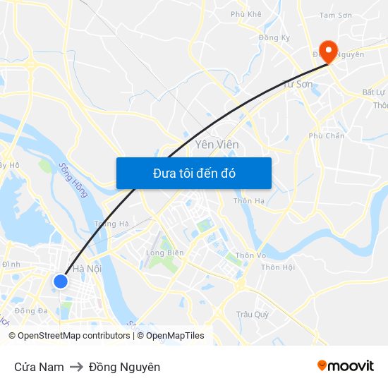 Cửa Nam to Đồng Nguyên map