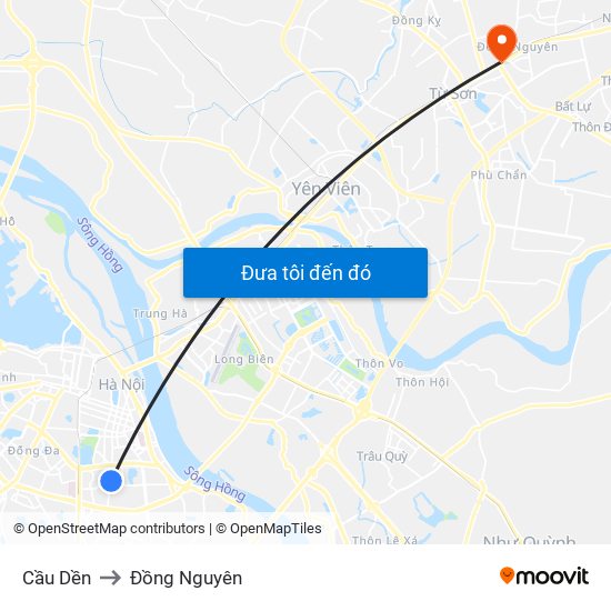 Cầu Dền to Đồng Nguyên map