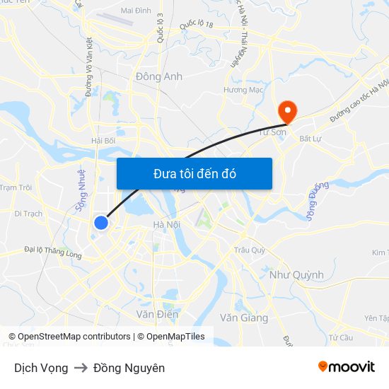 Dịch Vọng to Đồng Nguyên map