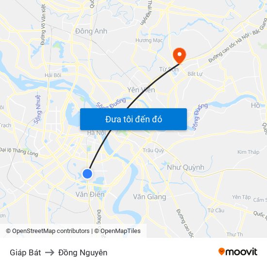 Giáp Bát to Đồng Nguyên map