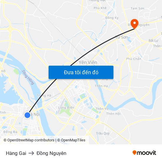 Hàng Gai to Đồng Nguyên map