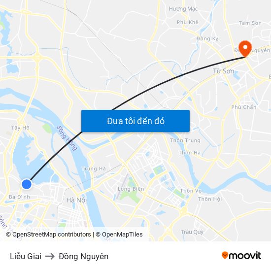 Liễu Giai to Đồng Nguyên map