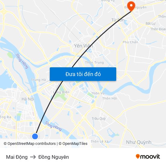 Mai Động to Đồng Nguyên map