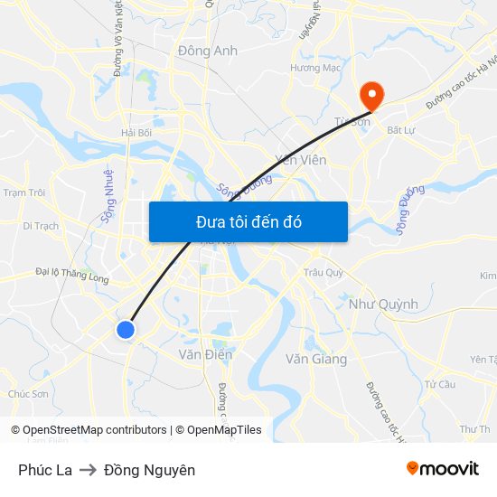 Phúc La to Đồng Nguyên map