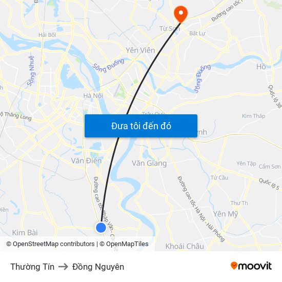Thường Tín to Đồng Nguyên map
