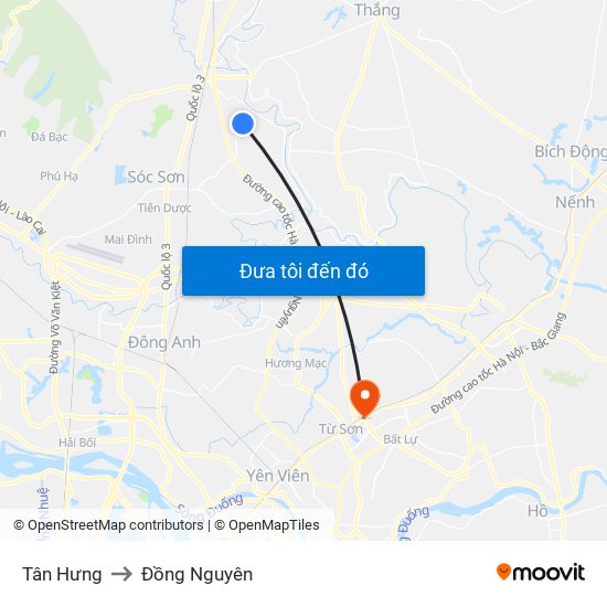 Tân Hưng to Đồng Nguyên map
