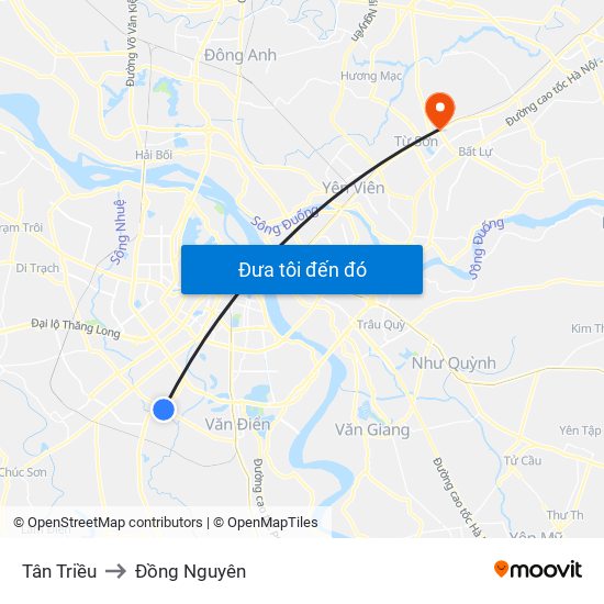 Tân Triều to Đồng Nguyên map