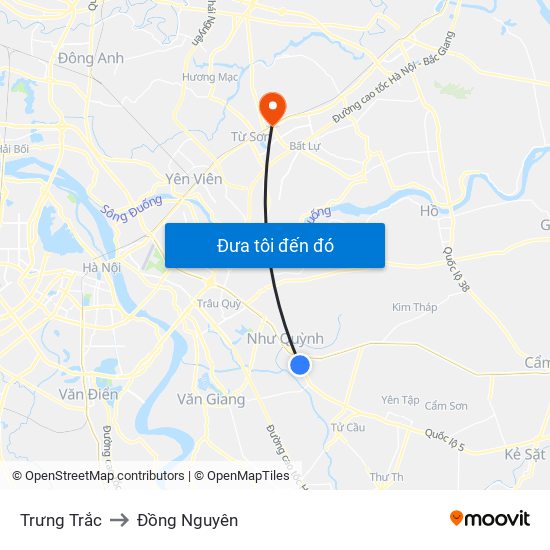 Trưng Trắc to Đồng Nguyên map