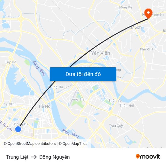 Trung Liệt to Đồng Nguyên map