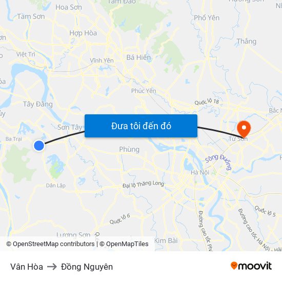 Vân Hòa to Đồng Nguyên map