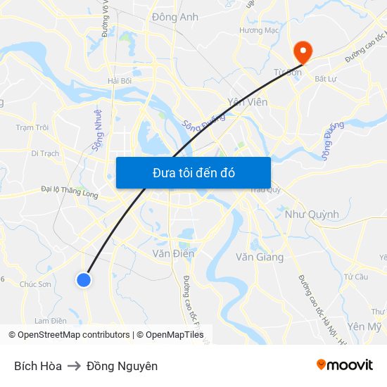 Bích Hòa to Đồng Nguyên map