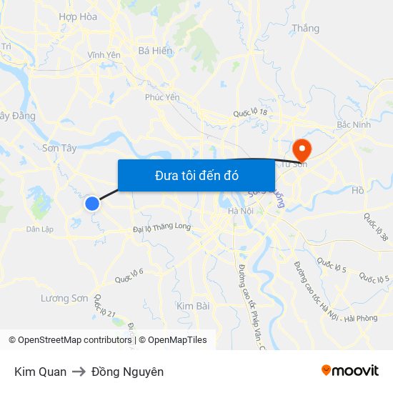 Kim Quan to Đồng Nguyên map