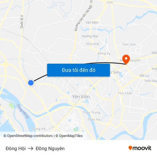 Đông Hội to Đồng Nguyên map