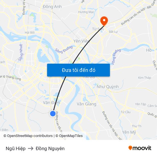 Ngũ Hiệp to Đồng Nguyên map