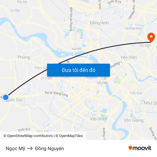 Ngọc Mỹ to Đồng Nguyên map