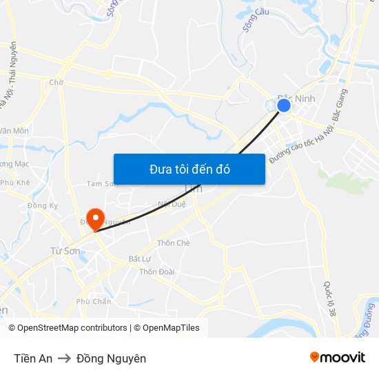 Tiền An to Đồng Nguyên map