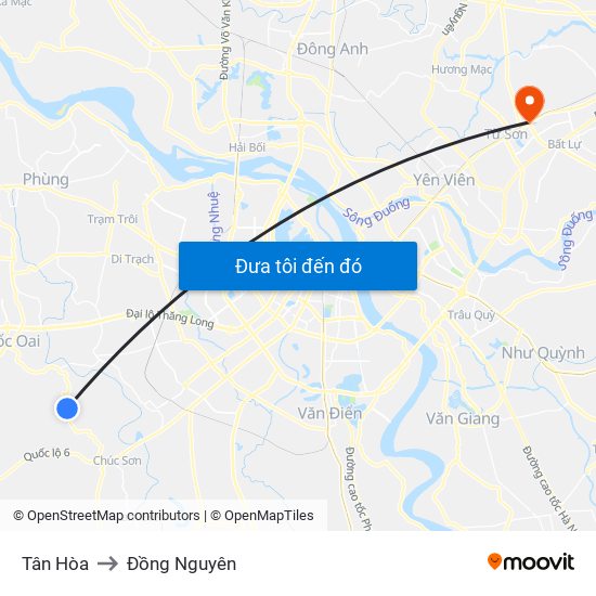 Tân Hòa to Đồng Nguyên map